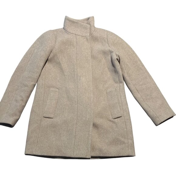 J. Crew Tan Beige wool blend City Coat mid small - Picture 2 of 7